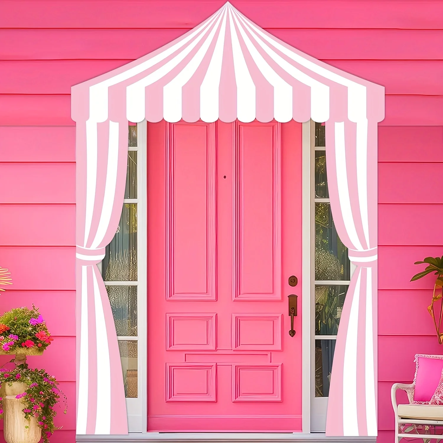 

3 шт. розовый цирковой тент для вечеринки, карнавальные тематические украшения, белый и розовый полосатый баннер для крыльца, карнавальная палатка для цирковой тематики
