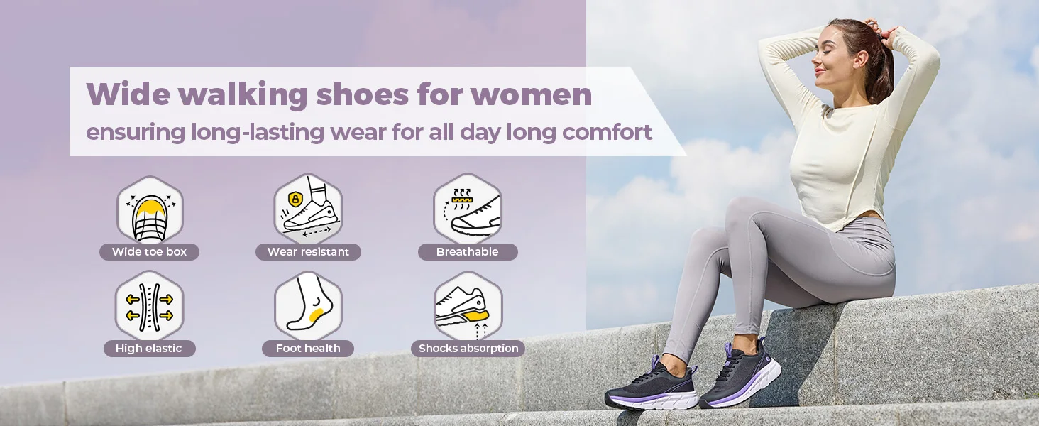 FitVille Damen-Laufschuhe mit Breiter Zehenbox, Atmungsaktive Dämpfung, Komfortable Jogging-Sneaker mit Gewölbeunterstützung – Detail 3