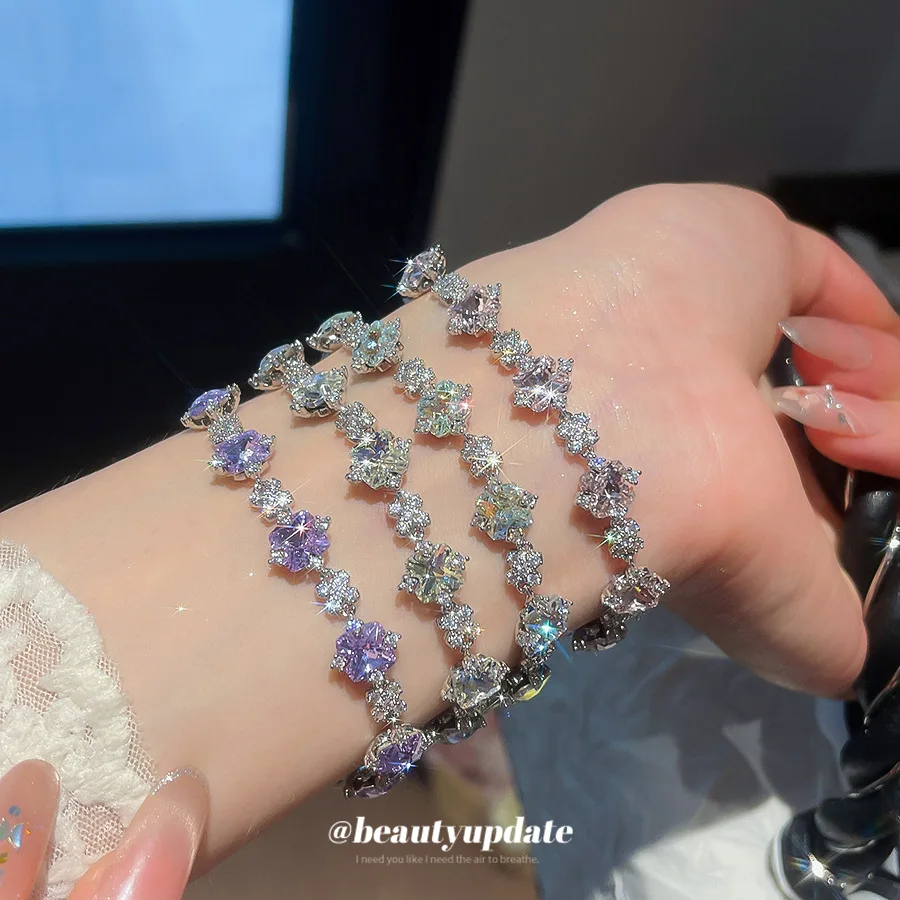 Sparkling Violet Crystal Starlet Wristlet Shimmering Milky Way Romantic Prom Jewelry Elegant Statement Accessories Gifts