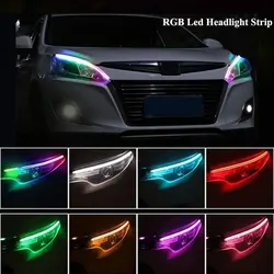 App Control RGB Daytime Running Light DRL Flowing Turn Signal Lights Multiple Modes And Colors 12V Car Decorative Light Strip