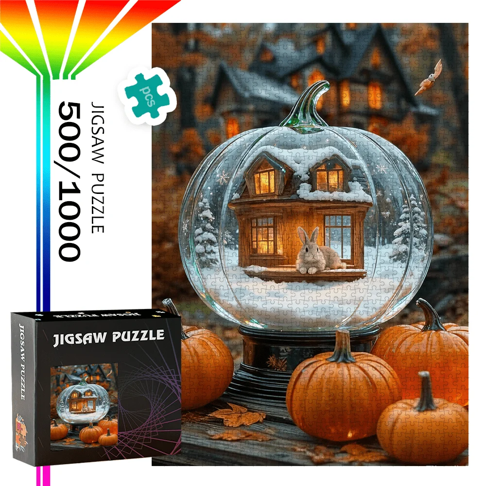 

500pcs/1000pcs Pumpkin and Crystal Ball Jigsaw Puzzle | High-Quality Cardboard Puzzle for Birthday, Halloween, Christmas, Than