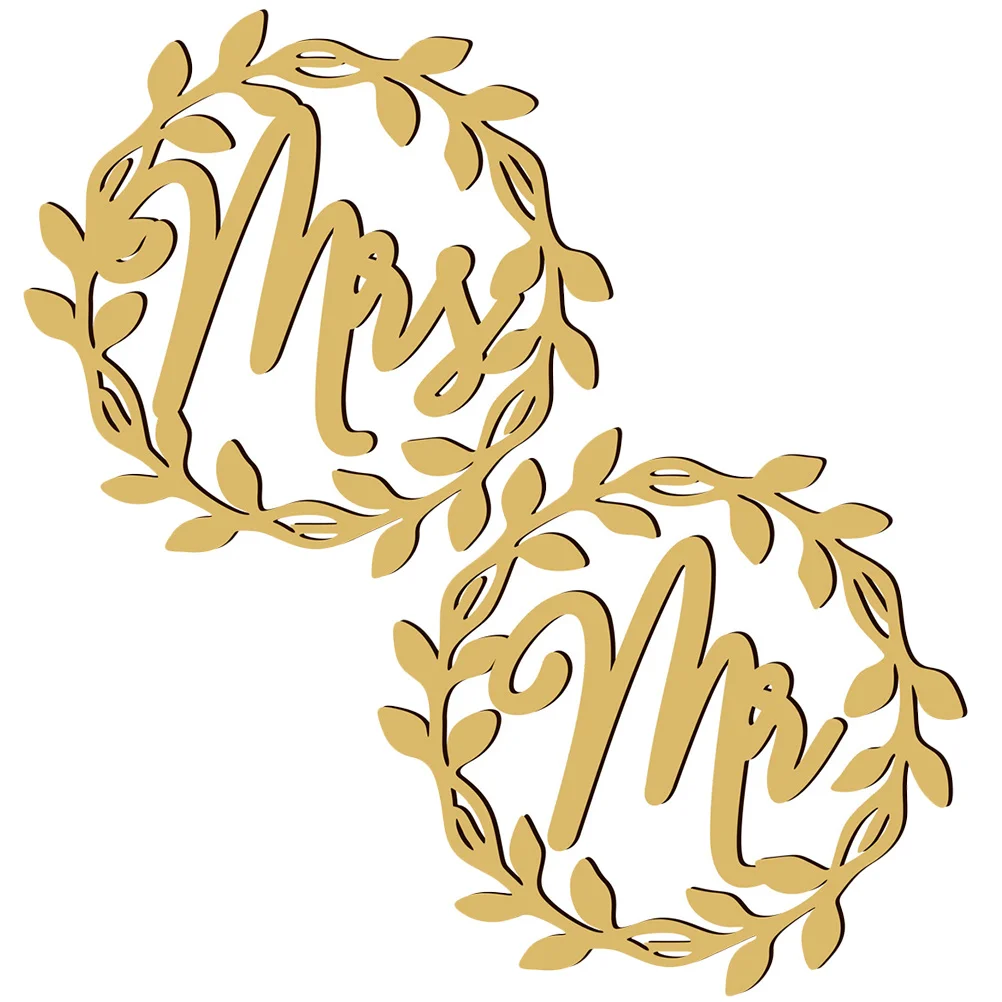 

Wedding Chair Decorations Mr Mrs Sign Golden Bridegroom Wood Smooth Surface For Ceremony Photo Booth Props Wedding Signs