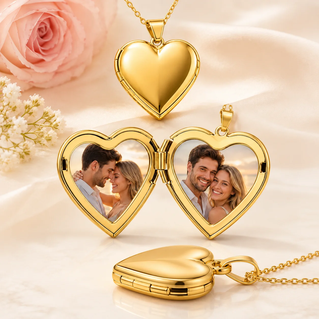 Custom Heart Photo Necklace Personalized Picture Pendant Romantic Couple Jewelry for Wedding Anniversary Birthday Valentine Gift image 4