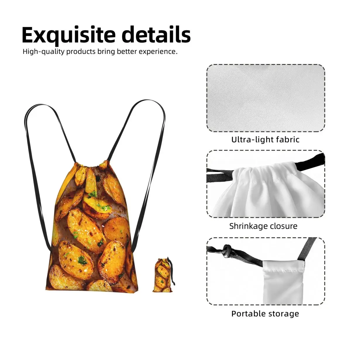 I Don't Know I'm Just A Potato Potato Lover Gift Drawstring Backpack Sports Gym Bag Portable Travel Drawstring Bag for Men Women