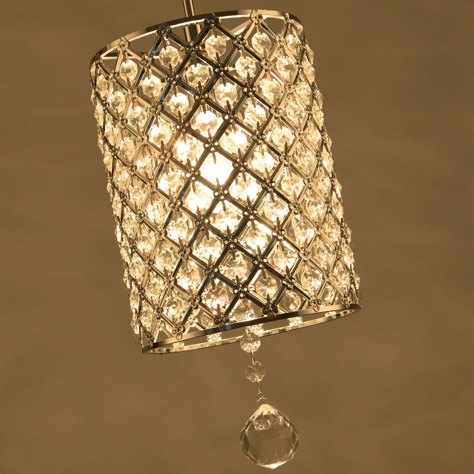 Crystal Pendant Light Silver Chandelier for Table Kitchen Dining Room Bedside Ceiling Pendant Light Living Room Home Decor