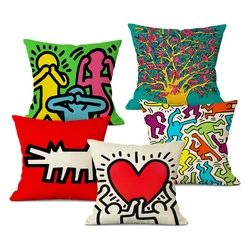 1pcs/SET Pop Art Figures Graffiti Cushion Cover Colorful Abstract Art Decorative Pillowcase Square Linen Throw Pillows Cover