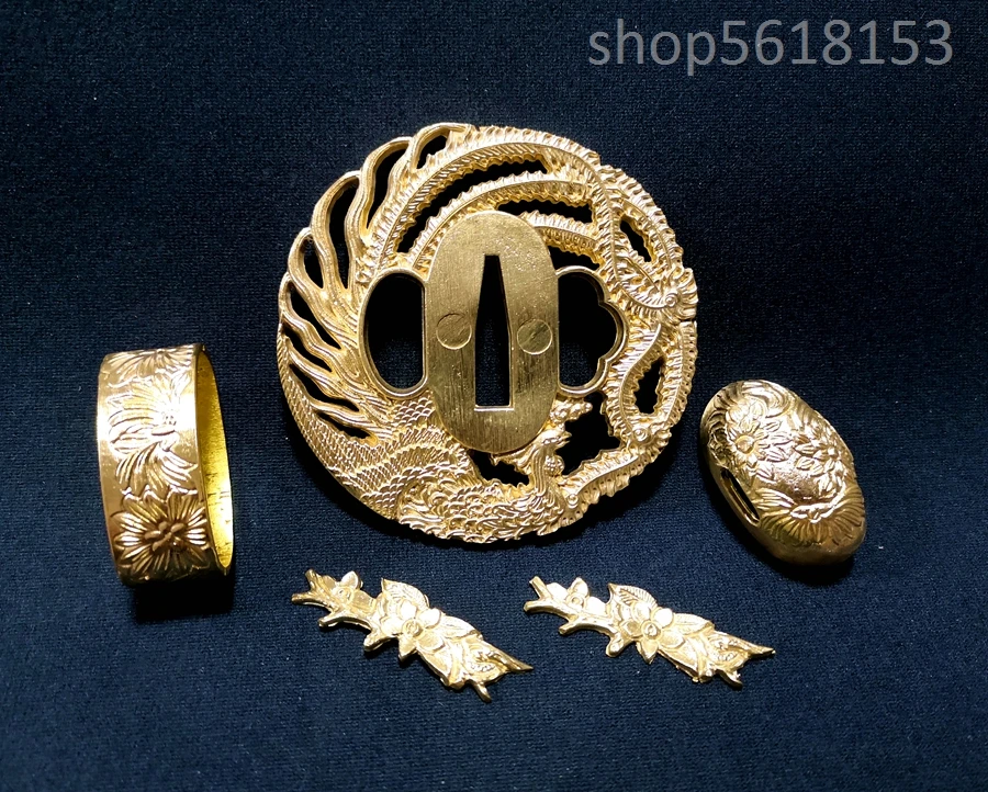 

High copper brass Beautiful phoenix tsuba and Fuchi for japanes sword katana wakizashi tanto