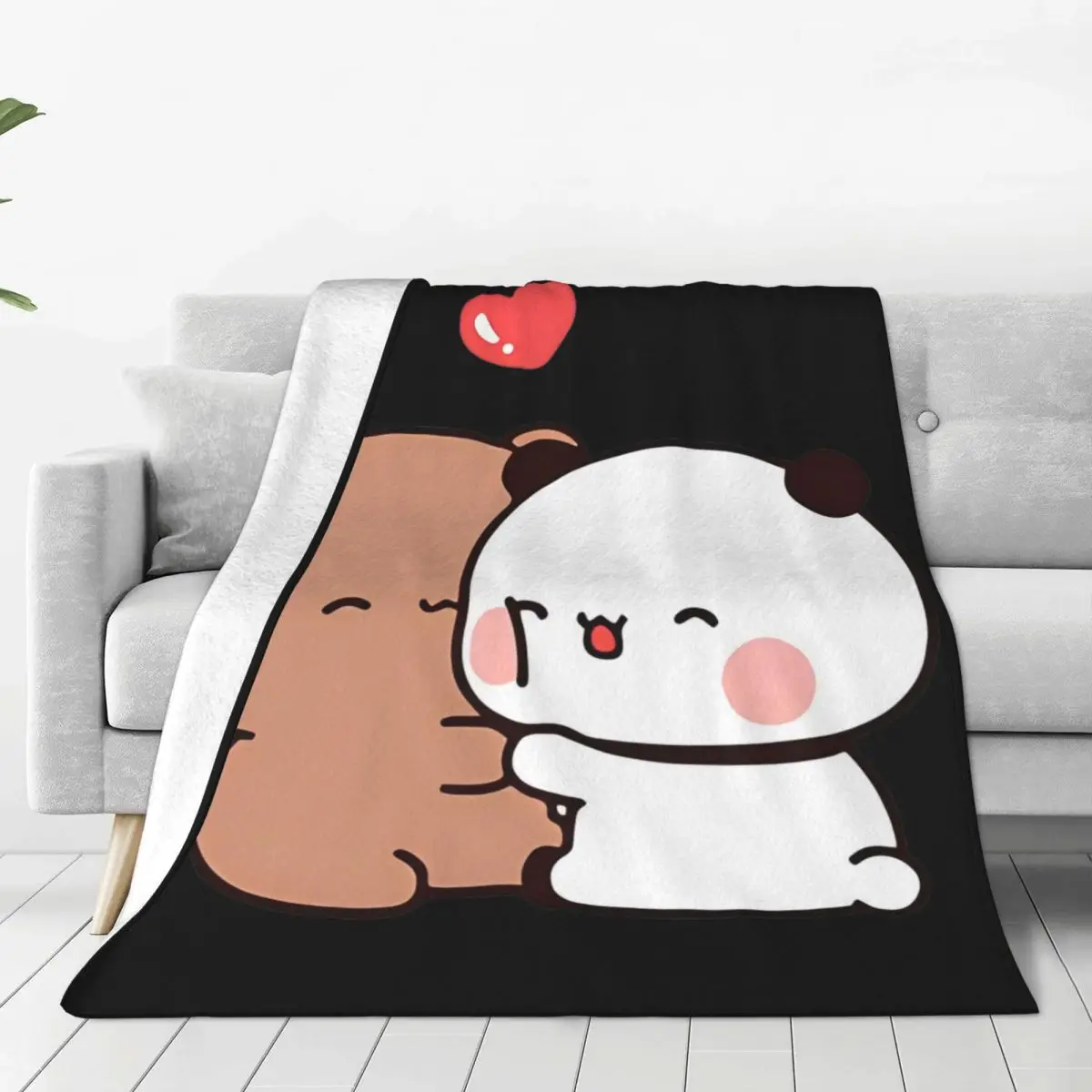 Bear And Panda Bubu Dudu Balloon Skateboard Blanket Quality Warm Throw Blanket Spring Travel Office Outdoor Fluffy Bedspread