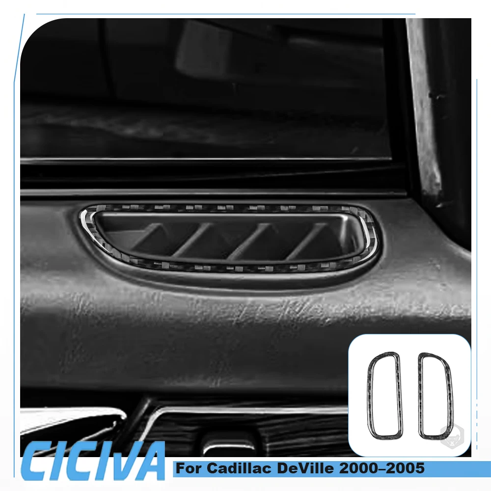 For Cadillac DeVille 2000 2001 2002 2003 2004 2005 Real Carbon Fiber 2-Piece Door Defrost Air Vent Trim Set
