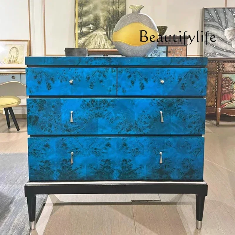Q O American Four-chest Cabinet, Household Living Room, Storage Cabinet, Nordic Simple Retro Bedroom, Drawer, Storage Side Cabin