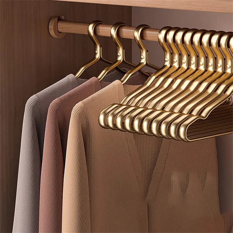 5pcs Aluminum Alloy High-end Durable Clothes Hanger for Adults Non-marking Non-slip Space-saving for Home Drying Wardrobe