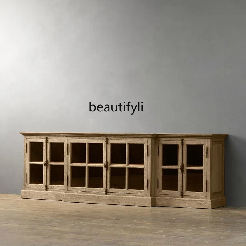 

LD25American solid wood TV cabinet living room display cabinet French retro bedroom locker can be customized