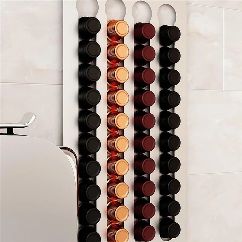 Holder for Nespresso Pods 40 Pod Holder Stainless Steel Wall-Mounted Coffee Capsule Organize Suitable for Offices