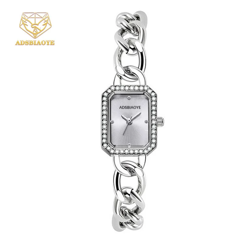 adsbiaoye Denim chain compact square watch with diamond temperament quartz watch simple fashion women's bracelet