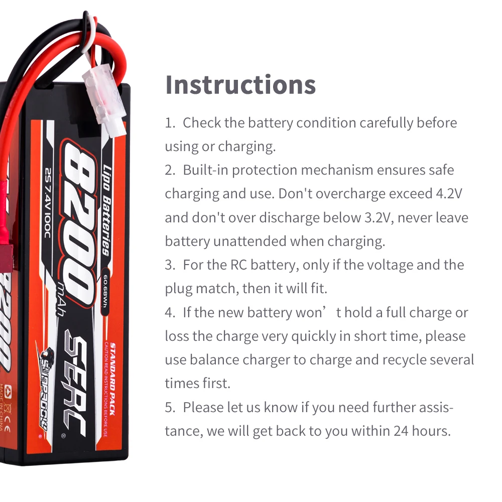 SUNPADOW 8200mAh 2S Lipo batería 7,4 V Deans T Plug 100C estuche rígido para RC coche avión DJI camión tanque Buggy carreras barcos modelos