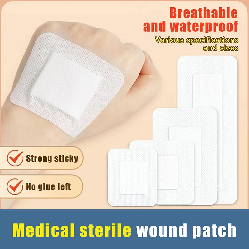 10/20Pcs Breathable Non-woven Medical Adhesive Wound Dressing Band Aid Bandage Large Wound First Aid Tool Fixation Tape Sticker