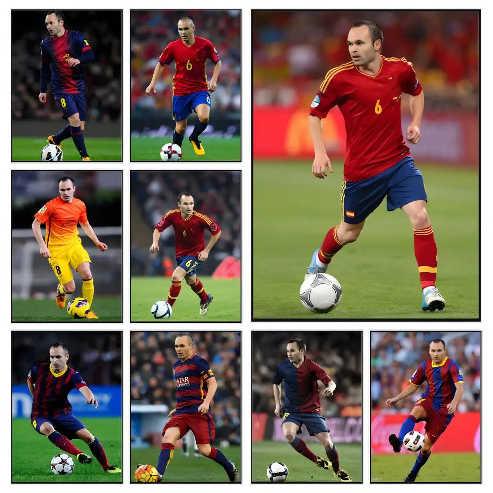 Athletic Player Andres Iniesta Poster Trendy Aesthetic Wall Decor for Dorm & Bedroom