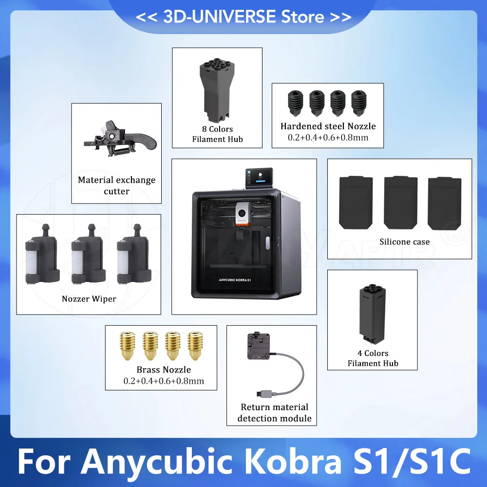 

Для Anycubic Kobra S1/S1 комбинированный 3D-принтер, насадка Hotend, 8 цветов, концентратор FILAMENT, модуль протирки рта, объединительная пластина