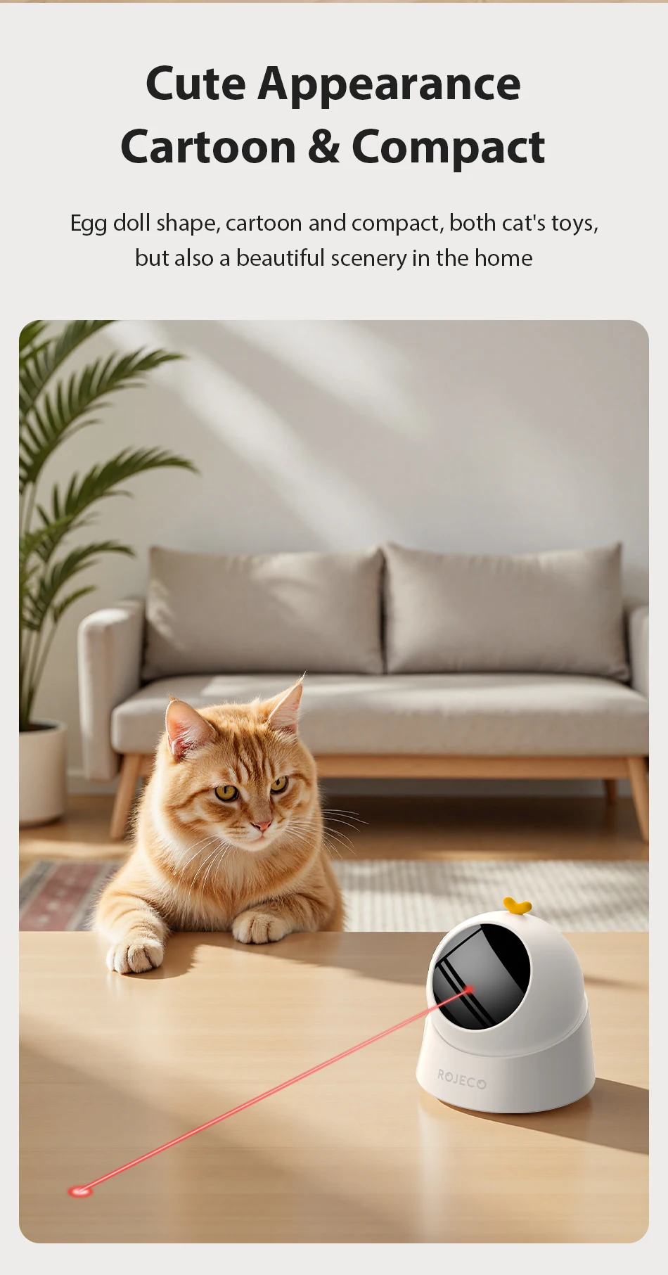 ROJECO Automatisches Haustierspielzeug, interaktiv, verstellbar, elektrisch, Katzenlaserspielzeug, für den Innenbereich, intelligentes Necken, Laser-Katzenspielzeug für Kätzchen, Hundebedarf – Detail 11