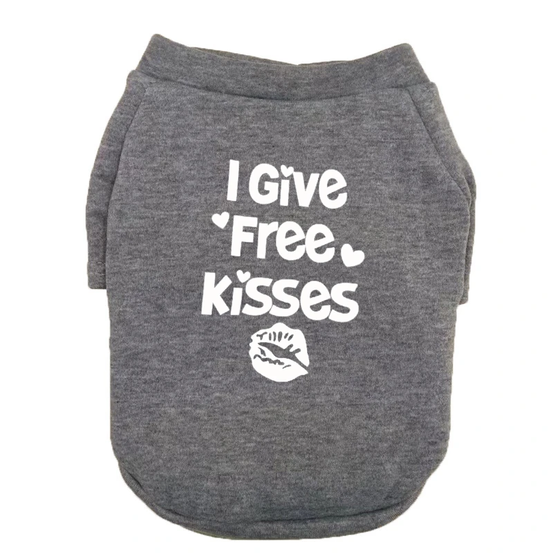 Pet Spring New Hoodie Dog Clothes I give free kisses Print Puppy Clothes Cats And Dogs Same Sweatshirt Chihuahua