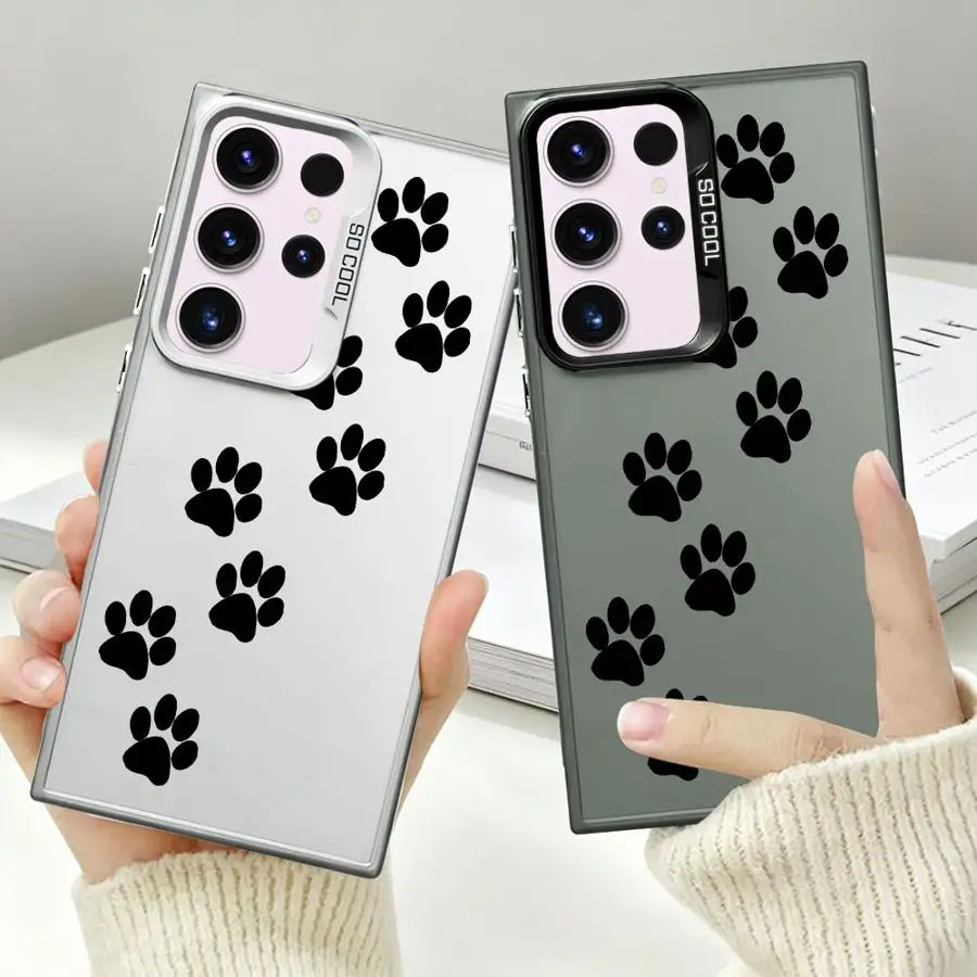 Vertical Paw Trail Silhouette Phone Cover Case for Samsung Galaxy S26 S24 FE S22 Ultra S20 FE S25Edge Note 20 Ultra S21 S23 S25