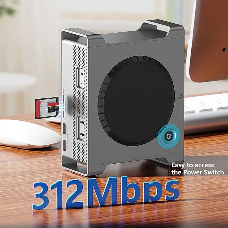 

For Mac Mini M4 Pro/M4 Stand with M.2 NVMe SSD Enclosure & 4-Port USB Hub, Aluminum Heat Dissipation Dock for Mini M4