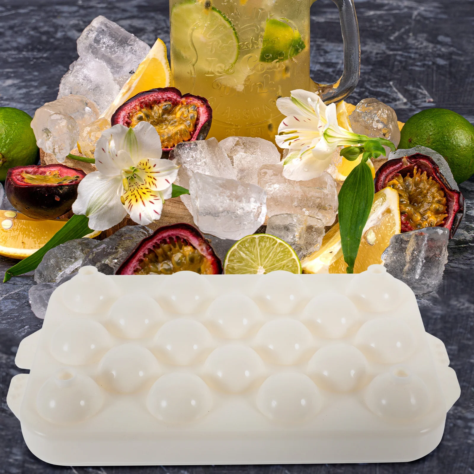 

13 Cavities Round Ball Ice Cube Tray Mold Easy Out Safe for Jelly Cake Baking Drinks Cocktails Coffee Ice Cube Trays