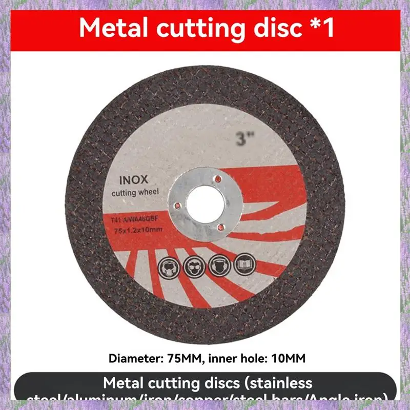 A63K-Professional 6 قطع 75 مم أقراص القطع وعجلات طحن مسطحة لطاحونة زاوية تتحمل 10 مم، مجموعة أدوات تشغيل المعادن