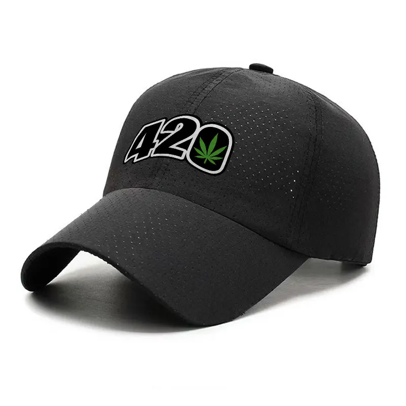 420 Cannabis Leaf Quick Dry Baseball Cap Unisex Breathable Lightweight Outdoor Sun Hat