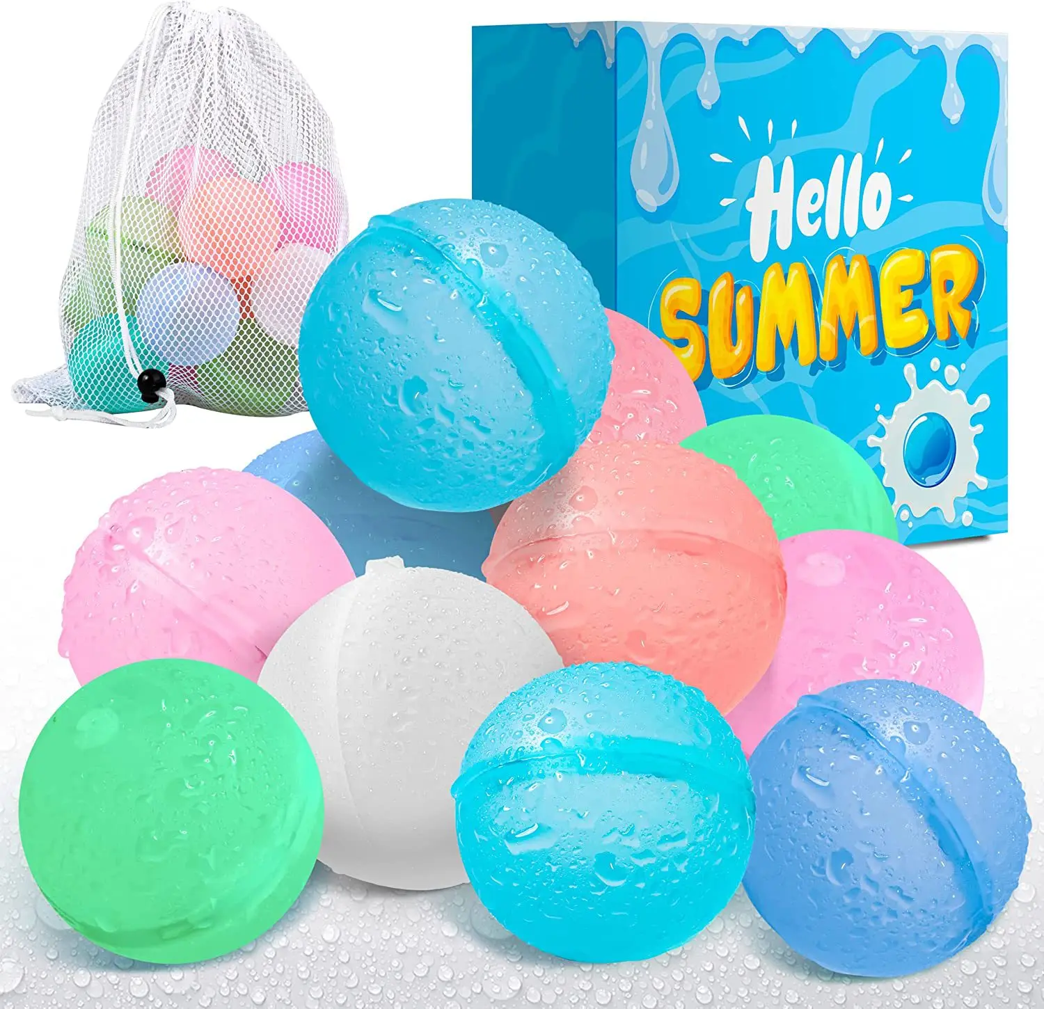 12-60Pcs Reusable Water Balloons for Kids Adults Outdoor Activities, Kids Pool Beach Bath Toys Water Bomb for Summer Games