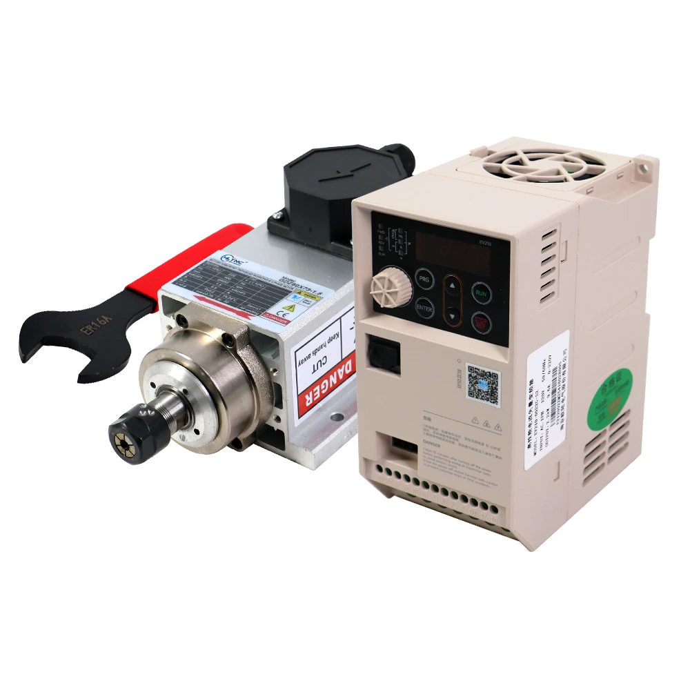 HLTNC 1.5KW 220V AC المغزل المبرد بالهواء CNC Kit 0-24000 RPM مخرطة المحرك + EV210 1500W العاكس VFD + ER16A وجع للطحن #4