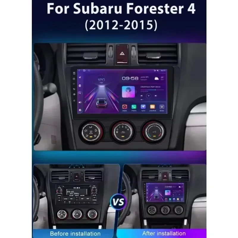 Radio Tape 9 pollici Android 13.0 navigazione GPS per auto lettore multimediale unità principale Carplay per Subaru Forester WRX Impreza 2013-2015