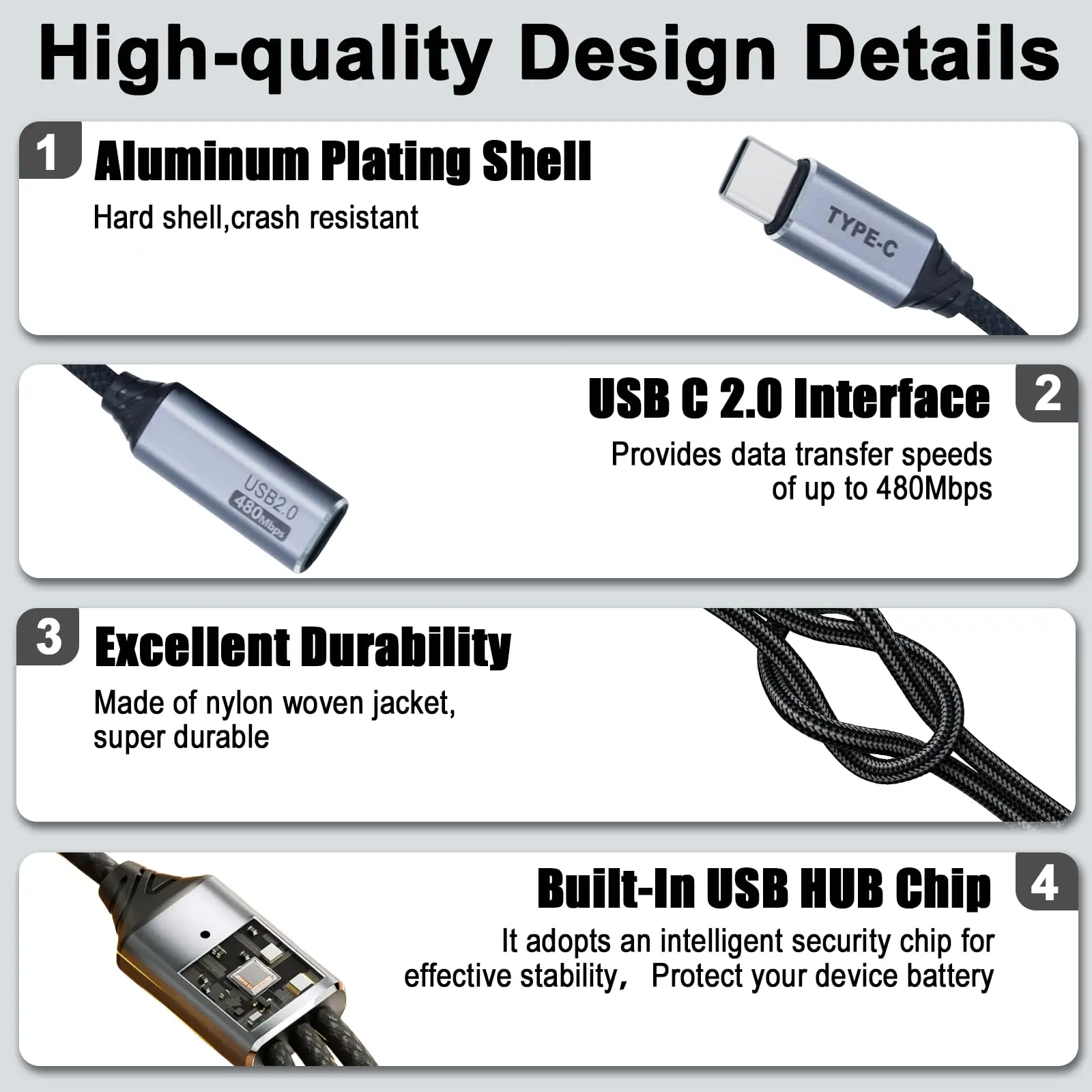 USB TypeC Splitter Cable 3 Ports USB-A Expansion Hub Car Charging Data Transfer OTG Support Type-C to USB Adapter for Flash Driv
