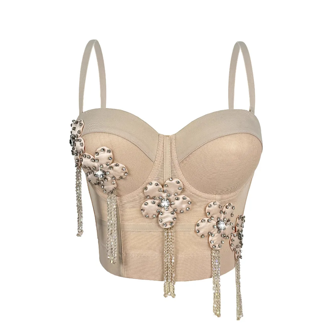 

Индивидуальный женский корсет с цветочной бахромой и рыбьей косточкой для взрослых, полупрозрачный сексуальный сборный камзол, жилет, формирующий топ из рыбьей кости