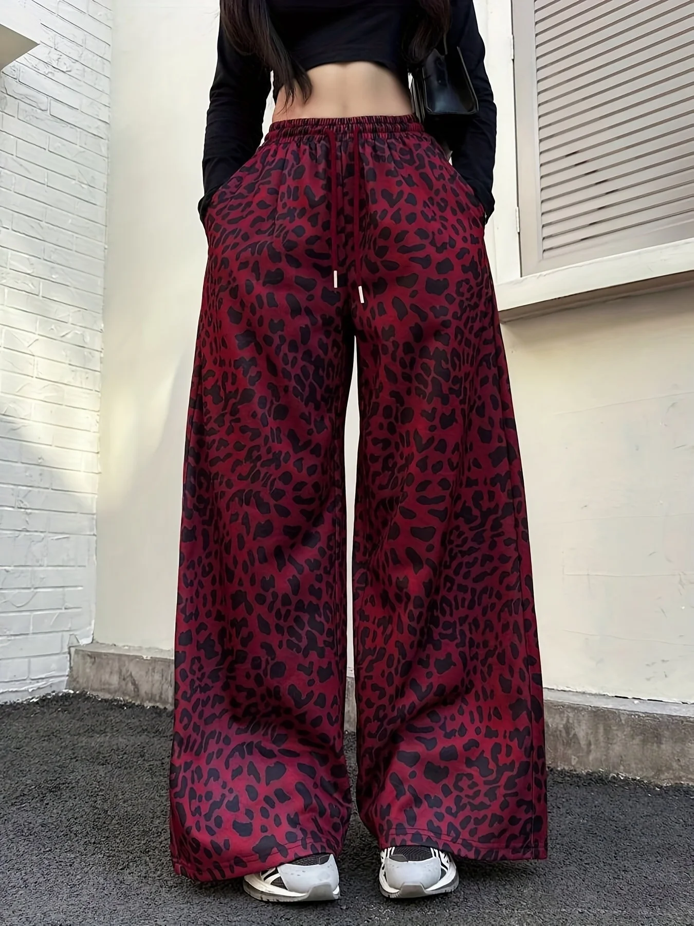 Red Polka Dot Fashion Color Wide Leg Pants 3D Men's and Women's Same Style Y2K Loose Casual Pants Street Style Pants Daily Wear