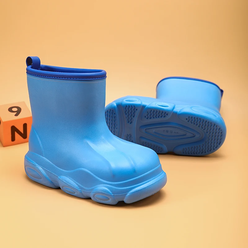 STRONGSHEN-Botas de lluvia antideslizantes para niños y niñas, zapatos impermeables de media pantorrilla para exteriores, EVA