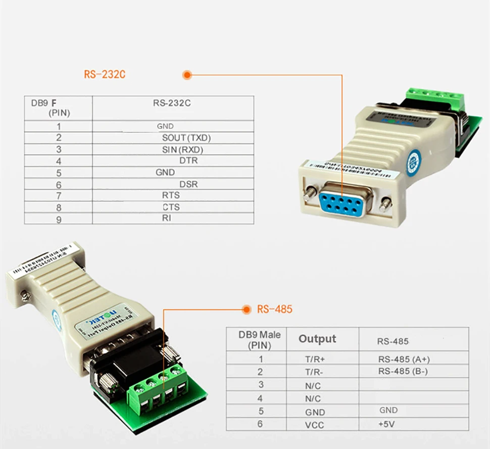 شعبية صغيرة RS485 إلى RS232 محول مهايئ مسلسل DB9 موصل نقل ثنائي الاتجاه 15KV ESD UT-2201 في المخزون #3