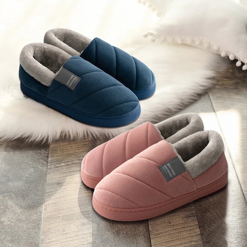 

Men and Women Large Size 48-49 Winter Slippers Warm Indoor Shoes Suitable for Couples Anti-slip Flat Bottomed Cotton Slippers