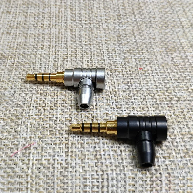 Enchufe de auriculares de 10 piezas, 3,5mm, 90 grados, ángulo recto, cobre chapado en oro, 3/4 polos, adaptador de Metal estéreo 3,5, conectores de cable para auriculares