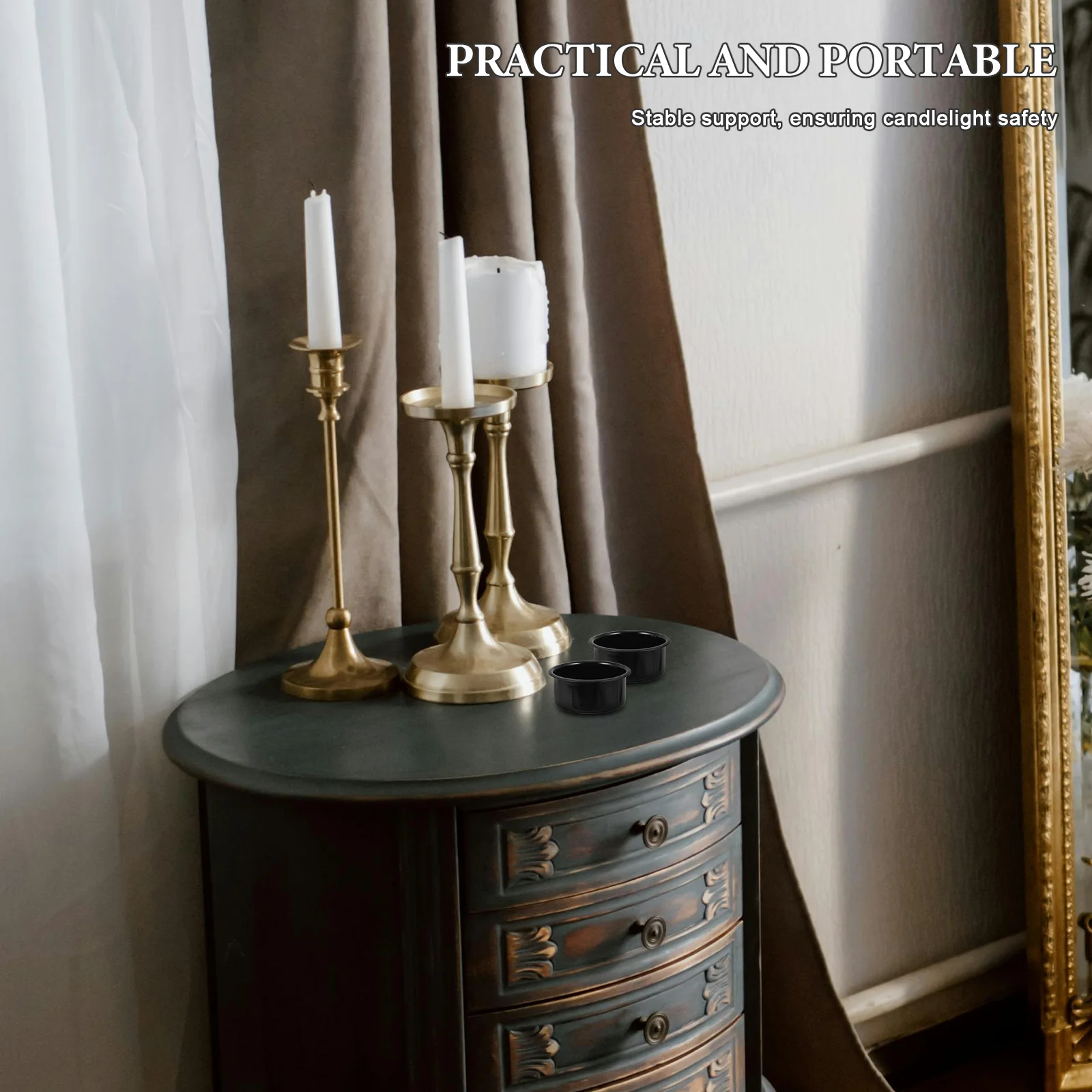 

10pcs Sturdy Black Iron Holder Plate Decorative Metal Saucer Dripproof Pillar Tray For Home Decor Wedding