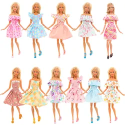 1/pcs Spring Flower Print Dress for Barbie Dolls Clothes Rural Fashion Outfit Girls Toys 1/6 Bjd Accessories Summer Floral Skirt