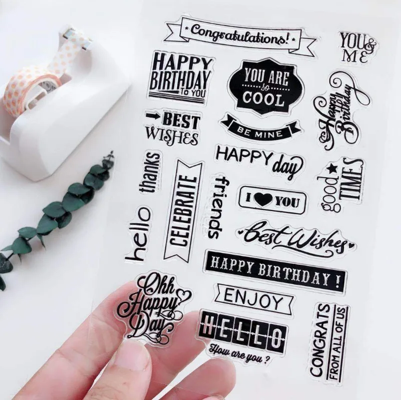 Clear Stamps for Card Making Silicone Sentiment Stamp for Valentines Christmas Holiday Card and DIY Scrapbooking Journal