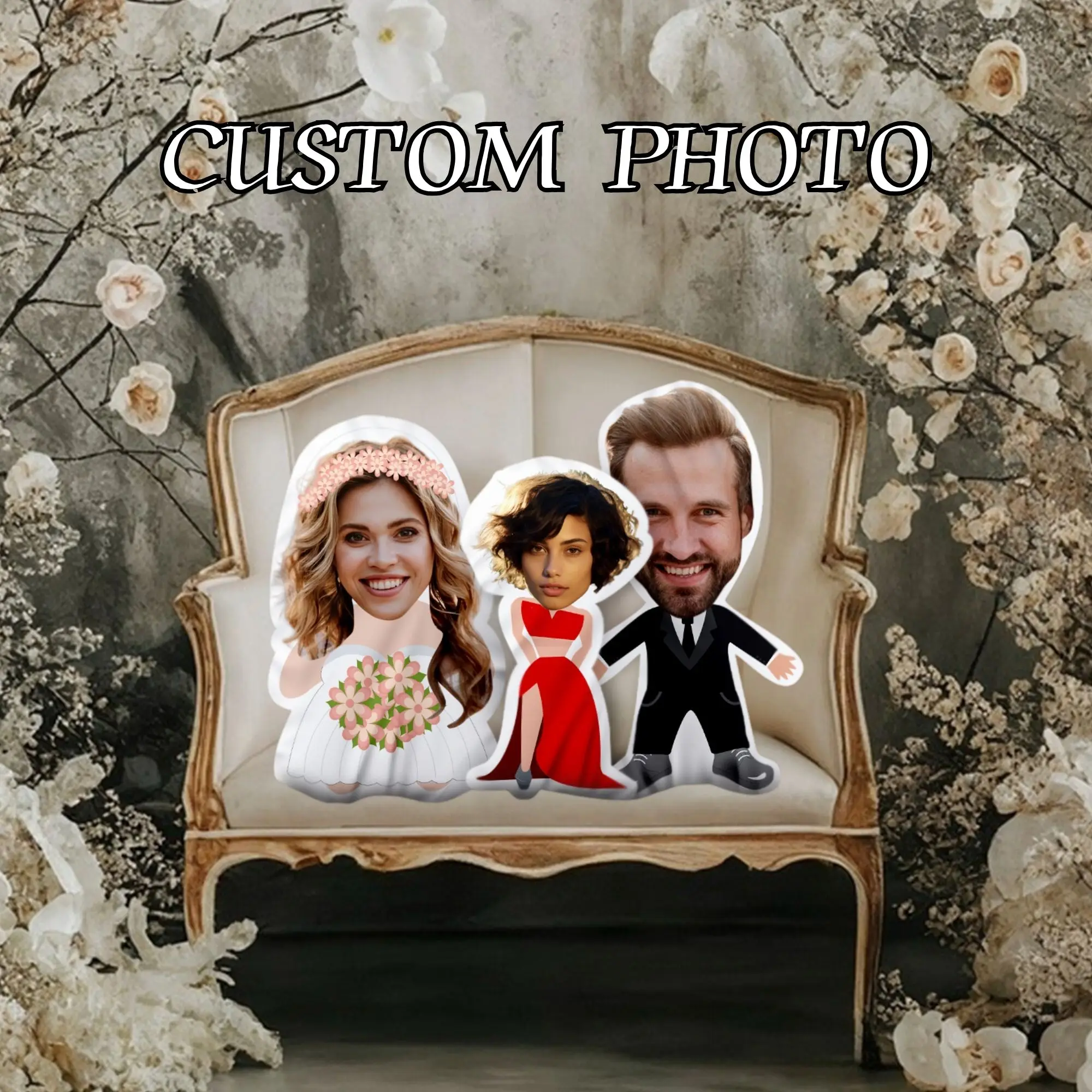 Custom Photo Cushion Humanoid Personalized Filling photo Cushion DIY Pillow for Putting Picture of Parent and Couple Christmas