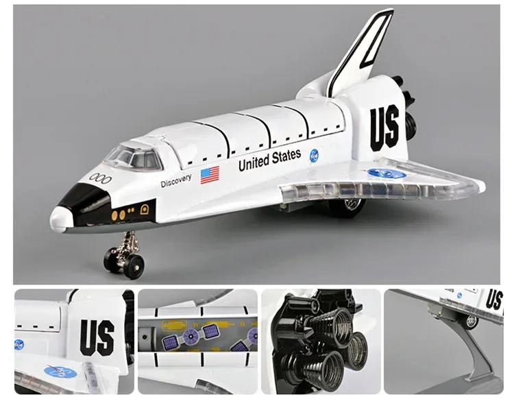 [[Funny] Simulation US Light and Sound Alloy Space Shuttle model spacecraft flight simulator toy aircraft plane decorations gift