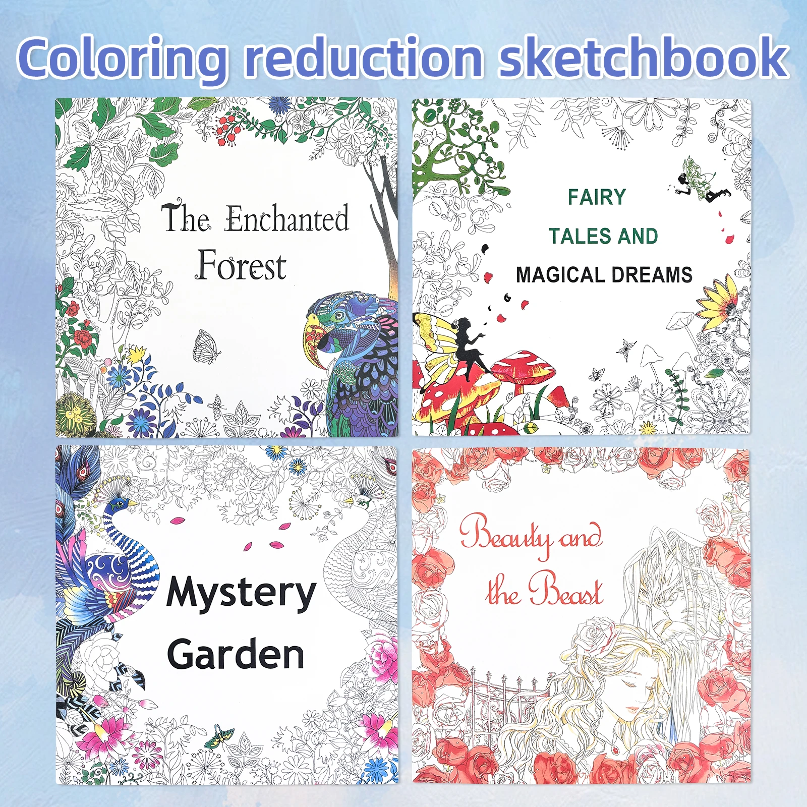 1 Set of 4 Adult Advanced Coloring Books Difficult Pattern Design Concentration Improvement Drawing Skills Training Fashion Gift