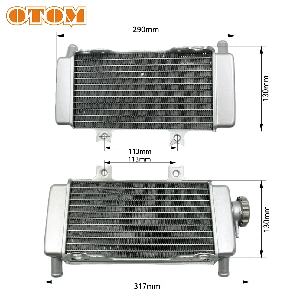 OTOM Motocross Left Right Radiator Aluminum Silvery Water Tank Engine Cooling For HONDA CRF250R 06-09 Off-Road Motorcycle Bike