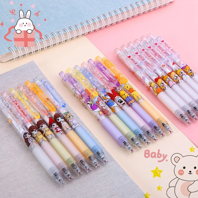 

6pcs Disney Gel Pen Cute Donald Duck Student Exam Writing Tool Signature Neutral Pen Office School Supplies Stationery Wholesale