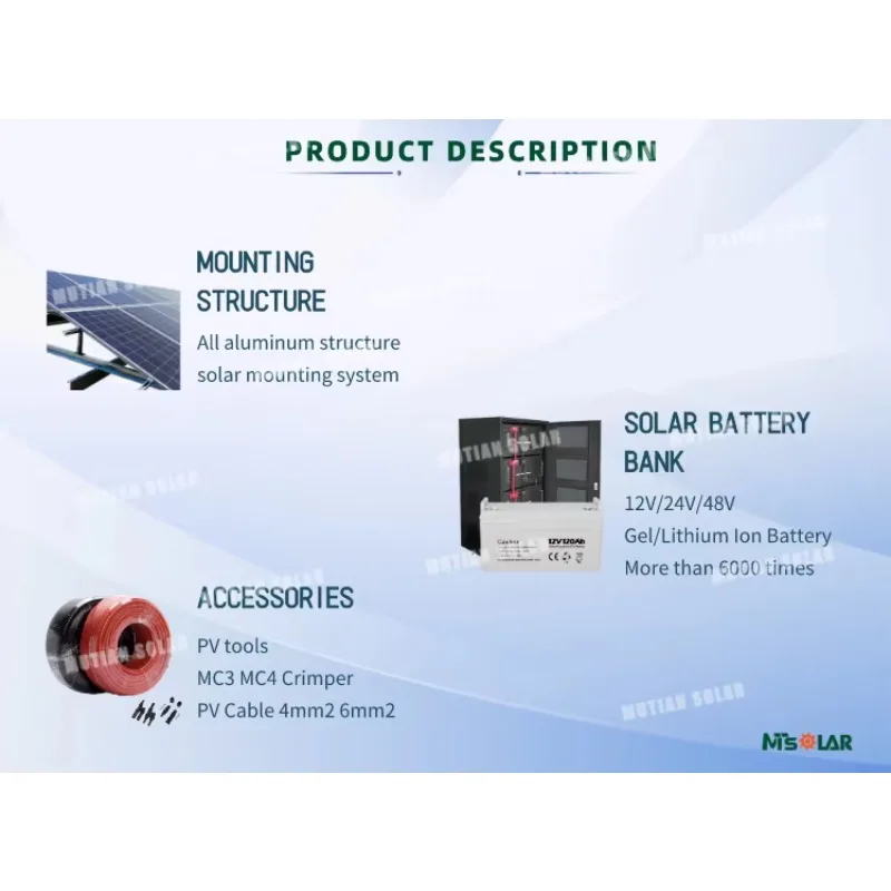 Most Popular Off Grid Solar  Energy System  3KW 4KW 5KW 8KW 10KW Solar Panel System with Batteries for Home