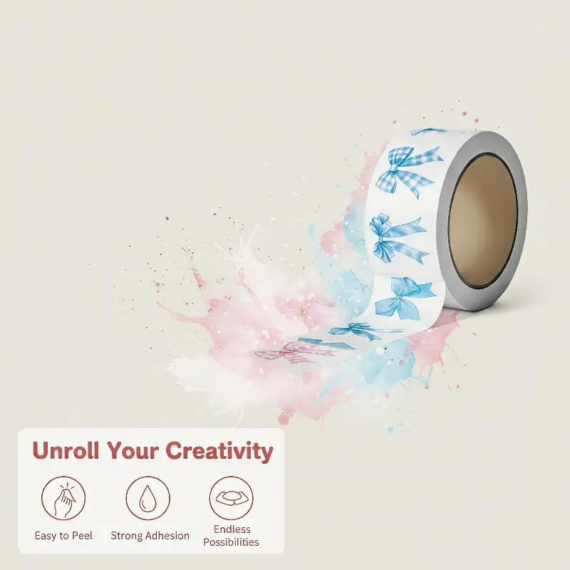 @*Bow Pattern Packaging Stickers 500Pcs/Roll Removable Decals for DIY Scrapbook Laptop Phone Case Party Decor