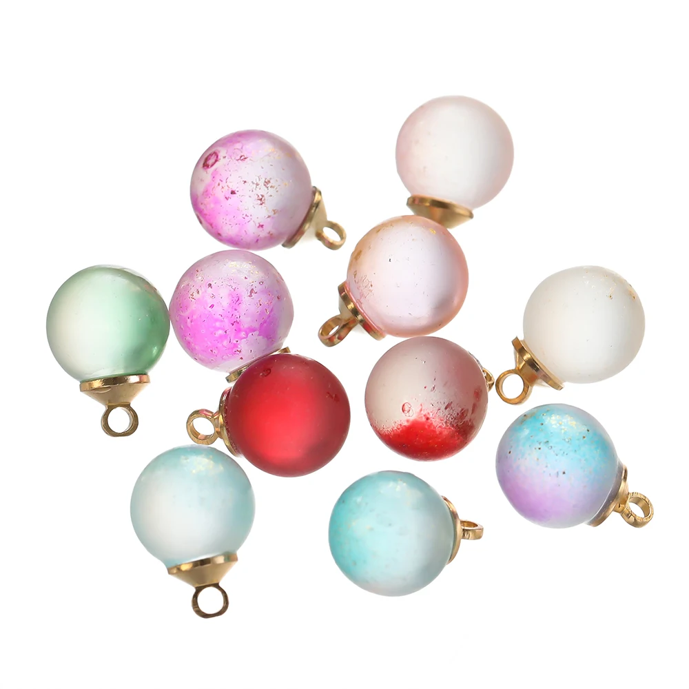 10pcs/lot Multicolor Round Shaped Glass Charms for Handmade Bracelet Earrings Necklace Pendant DIY Jewelry Making Supplies